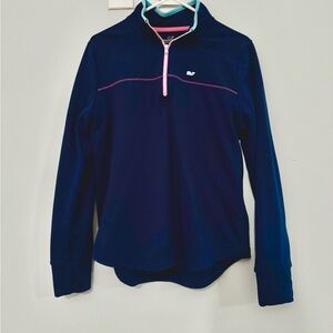 Women’s Vineyard Vines Navy Quarter-Zip Pullover with Pink Accents large
